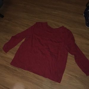 Red long sleeve shirt.